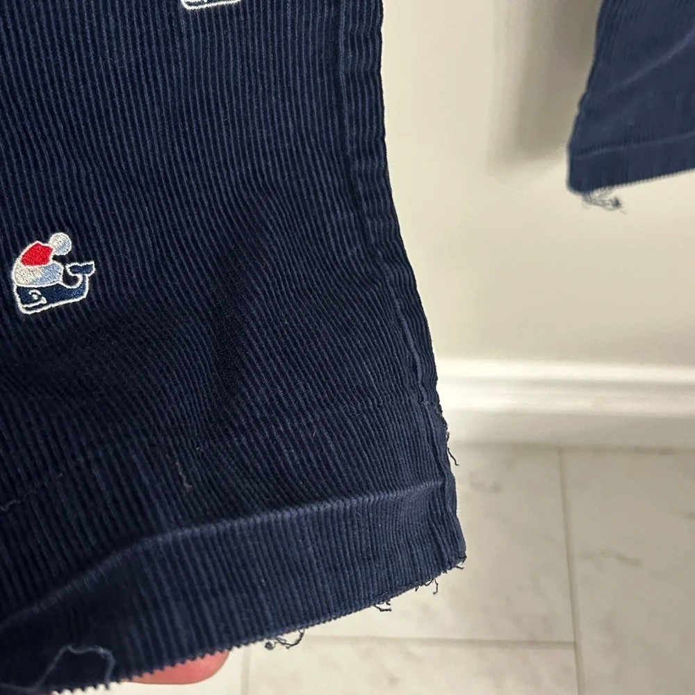 Boys 14 navy blue vineyard vines corduroy straight pants. Whale with Santa